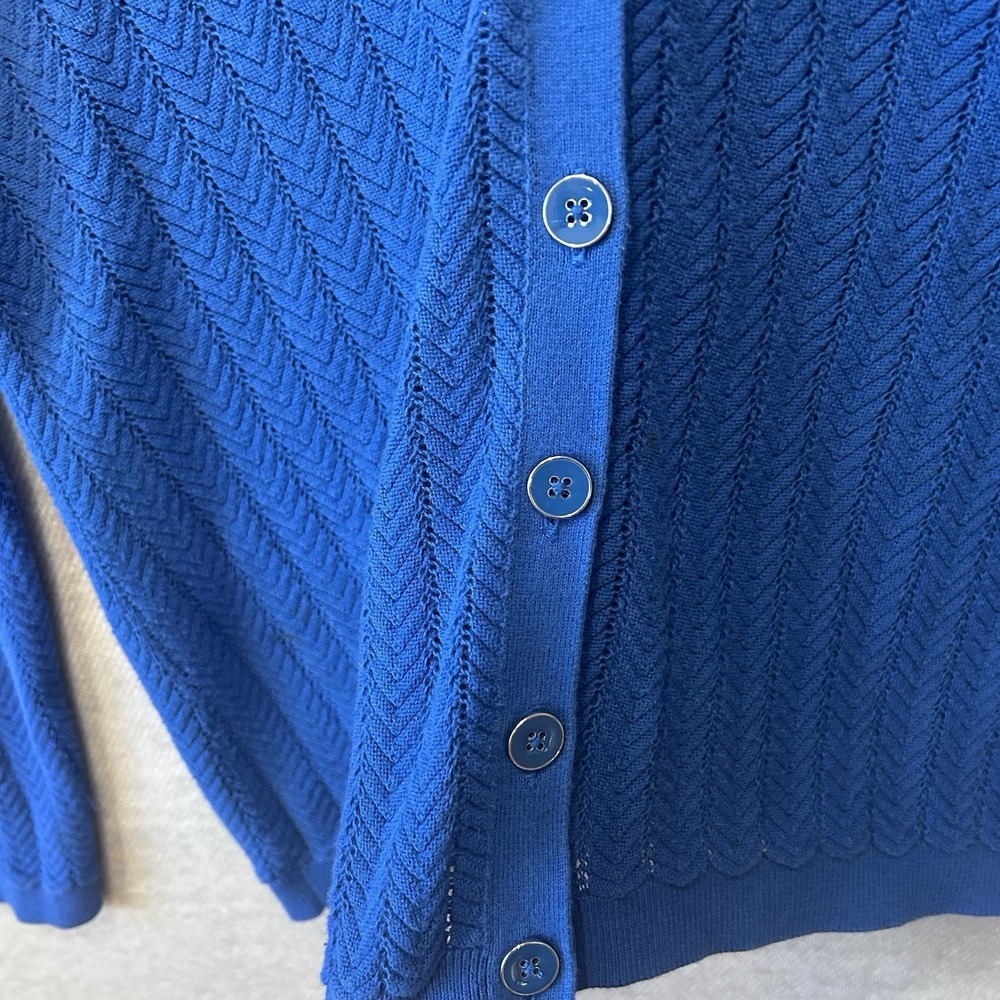 Talbots Women's 100% Pima Cotton Ponte Knit Cardigan Sweater Large Royal Blue - Picture 6 of 6